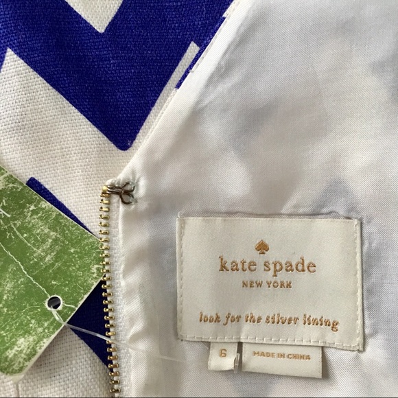 Kate Spade Blue & White Chevron Sheath Dress, 6 - Picture 6 of 8